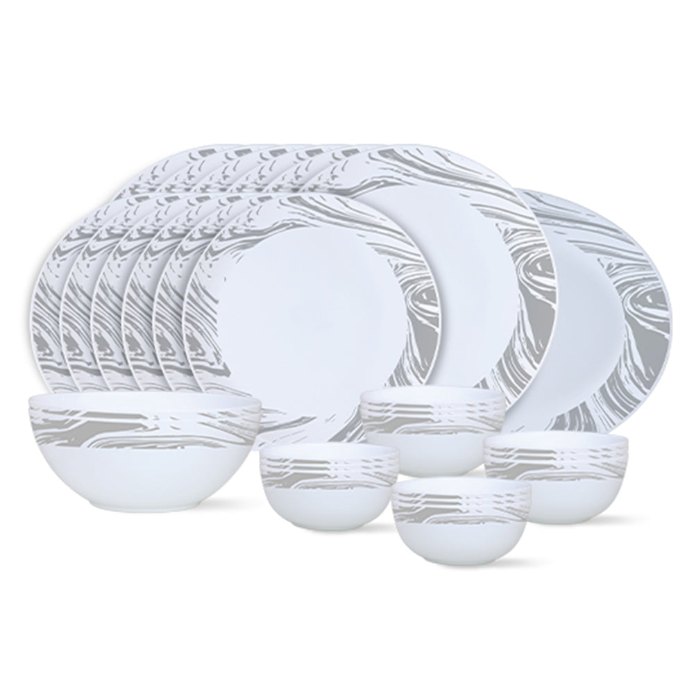 Larah by Borosil, Marble Dinner Set 27 pc Set: Serves 6